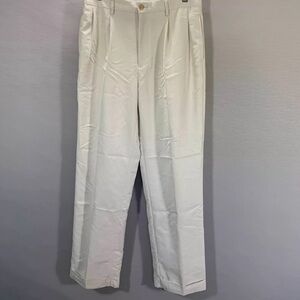 Nautica Rigger Dress Pants Mens 34 Classic Fit Beige Straight Leg Pleated Cuffs